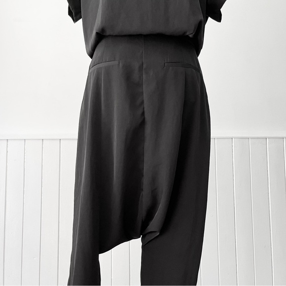 Zara Basic Black Plunge Neck Ankle Zip Harem Jumpsuit Size S - Picture 11 of 15